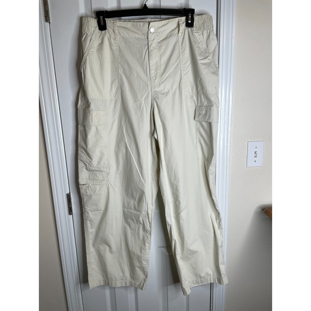 DKNY Womens Cargo Style Pants Size 1X Light City Khaki Elastic Waist NWT $69.50